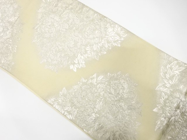 JAPANESE KIMONO / ANTIQUE FUKURO OBI / SILK / WOVEN PEONY